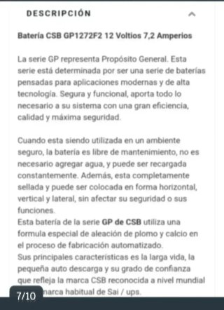Batería 12V 7.2Ah AGM