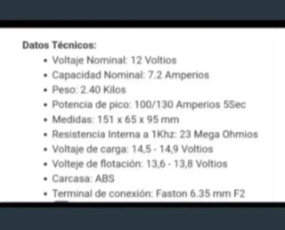 Batería 12V 7.2Ah AGM