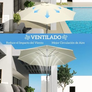 Sombrilla beige con luces LED