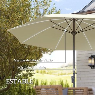 Sombrilla beige con luces LED