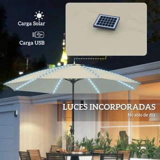 Sombrilla beige con luces LED