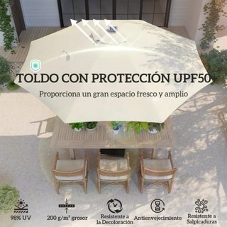 Sombrilla beige con luces LED