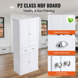 72" Armario de Almacenamiento de Cocina de 72", Gabinetes Utilitarios Independientes con Puertas, Cajón y 3 Estantes Ajustables, Altos Buffet de Comida para Cocina, Sala de Estar, Comedor, Lavande...