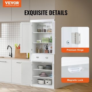 72" Armario de Almacenamiento de Cocina de 72", Gabinetes Utilitarios Independientes con Puertas, Cajón y 3 Estantes Ajustables, Altos Buffet de Comida para Cocina, Sala de Estar, Comedor, Lavande...