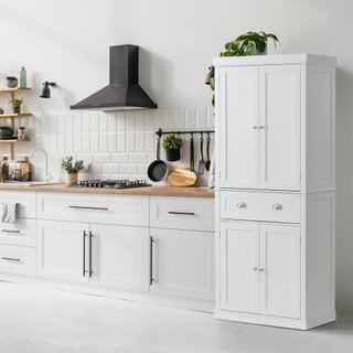 72" Armario de Almacenamiento de Cocina de 72", Gabinetes Utilitarios Independientes con Puertas, Cajón y 3 Estantes Ajustables, Altos Buffet de Comida para Cocina, Sala de Estar, Comedor, Lavande...