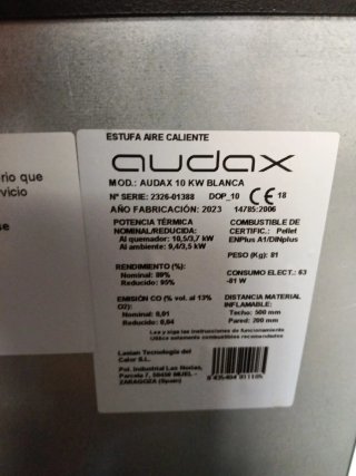Estufa Pellets Audax 10 kW