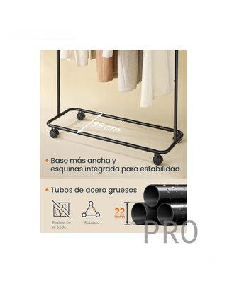 Perchero metálico con ruedas, 1 barra