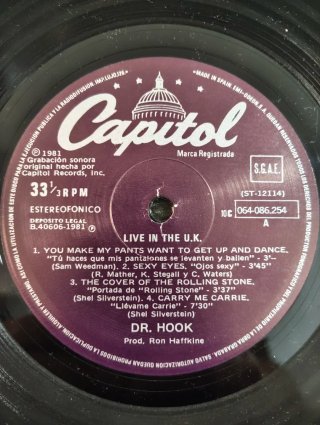 Dr. Hook Live in the UK LP Vinilo