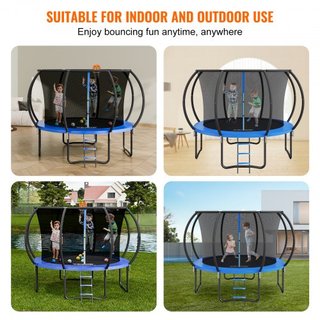 Trampolín de 10 pies, trampolín de 330 lbs con red de seguridad, escalera y poste curvado, trampolín de alta resistencia con tapiz de salto y acolchado de muelles, trampolines recreativos al aire ...