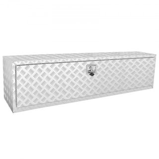Caja de Camión Inferior, 152.4 x 43.2 x 45.7 cm Caja de Almacenamiento para Pickup, Caja de Herramientas de Aluminio de Placa de Diamante de Alta Resistencia con Cerradura y Llaves, Caja de Almace...