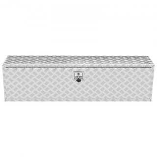 Caja de Camión Inferior, 152.4 x 43.2 x 45.7 cm Caja de Almacenamiento para Pickup, Caja de Herramientas de Aluminio de Placa de Diamante de Alta Resistencia con Cerradura y Llaves, Caja de Almace...