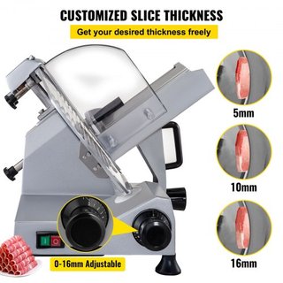 Cortadora de Carne Comercial, Cortadora de Alimentos Eléctrica de 320W, Cortadora de Alimentos Eléctrica de Cuchilla de Acero al Carbono de 12 Pulgadas, Cortadora de Carne de 350-400RPM, Grosor Aj...