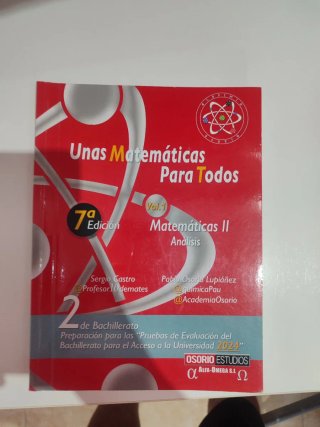 2 libros unas matemáticas para todos 2°Bach