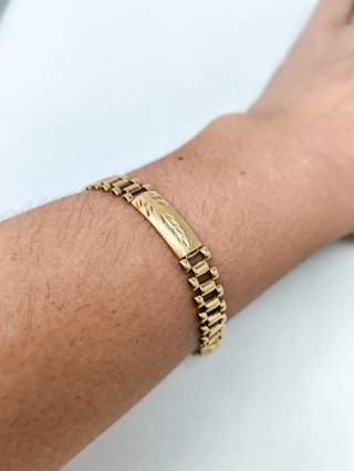 Pulsera Oro 18kt Correa y eslabones rectangulares