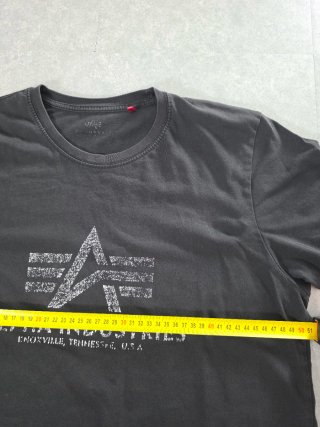Alpha Industries T-Shirt Nera Logo Distressed M
