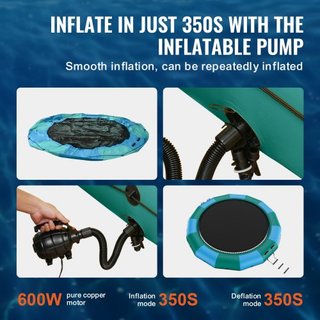 Bouncer de Agua Inflable, Trampolín Recreativo de Agua de 15 pies, Plataforma de Salto Portátil con Escalera de 3 Pasos y Bomba de Aire Eléctrica, Rebotador Flotante para Niños y Adultos para Pisc...