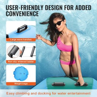 Bouncer de Agua Inflable, Trampolín Recreativo de Agua de 15 pies, Plataforma de Salto Portátil con Escalera de 3 Pasos y Bomba de Aire Eléctrica, Rebotador Flotante para Niños y Adultos para Pisc...