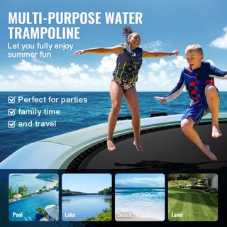 Bouncer de Agua Inflable, Trampolín Recreativo de Agua de 15 pies, Plataforma de Salto Portátil con Escalera de 3 Pasos y Bomba de Aire Eléctrica, Rebotador Flotante para Niños y Adultos para Pisc...