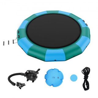 Bouncer de Agua Inflable, Trampolín Recreativo de Agua de 15 pies, Plataforma de Salto Portátil con Escalera de 3 Pasos y Bomba de Aire Eléctrica, Rebotador Flotante para Niños y Adultos para Pisc...
