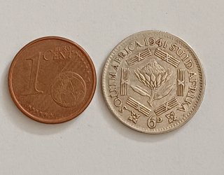 Sudáfrica 6 peniques plata 1941