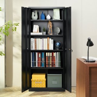 Gabinete de Almacenamiento de Metal, Gabinete de Almacenamiento de Acero con 2 Puertas Magnéticas y 4 Estantes Ajustables, Gabinete de Metal de 180.34 cm con Capacidad de 90.7 kg por Estante con 3...