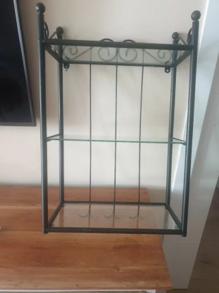 Estantería de forja con 3 baldas de cristal