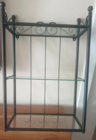 Estantería de forja con 3 baldas de cristal