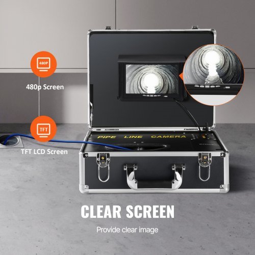 Cámara de Inspección de Alcantarillado Cámara de Inspección de Tuberías Pantalla de 17.9 cm Cámara 1000TVL Cámara de Inspección de Tuberías de 30.5m con Función DVR, Cámara Impermeable IP68 con 12...