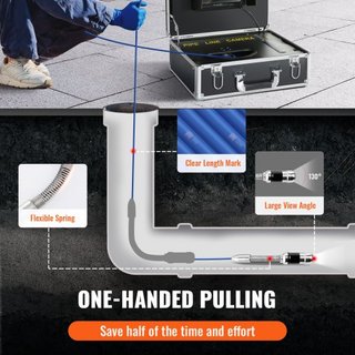 Cámara de Inspección de Alcantarillado Cámara de Inspección de Tuberías Pantalla de 17.9 cm Cámara 1000TVL Cámara de Inspección de Tuberías de 30.5m con Función DVR, Cámara Impermeable IP68 con 12...