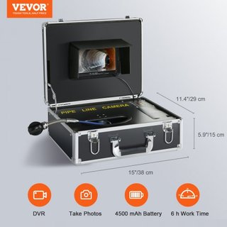 Cámara de Inspección de Alcantarillado Cámara de Inspección de Tuberías Pantalla de 17.9 cm Cámara 1000TVL Cámara de Inspección de Tuberías de 30.5m con Función DVR, Cámara Impermeable IP68 con 12...