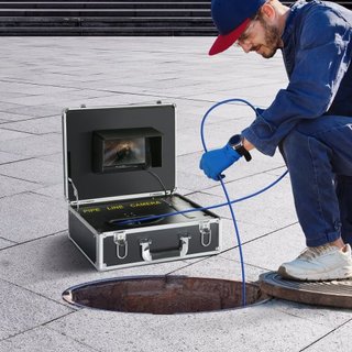 Cámara de Inspección de Alcantarillado Cámara de Inspección de Tuberías Pantalla de 17.9 cm Cámara 1000TVL Cámara de Inspección de Tuberías de 30.5m con Función DVR, Cámara Impermeable IP68 con 12...
