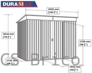 Caseta Metálica Top Shed Pent Roof Antracita 173x263x201 cm - Duramax