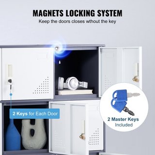 Taquilla de Metal para Empleados, Armario de Almacenamiento de 9 Puertas con Ranura para Tarjeta, Taquillas de Acero Gris para Empleados con Llaves, Capacidad de Carga de 66 lbs, Taquillas de Alma...
