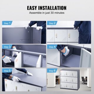 Taquilla de Metal para Empleados, Armario de Almacenamiento de 9 Puertas con Ranura para Tarjeta, Taquillas de Acero Gris para Empleados con Llaves, Capacidad de Carga de 66 lbs, Taquillas de Alma...