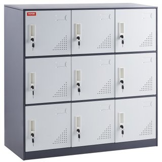 Taquilla de Metal para Empleados, Armario de Almacenamiento de 9 Puertas con Ranura para Tarjeta, Taquillas de Acero Gris para Empleados con Llaves, Capacidad de Carga de 66 lbs, Taquillas de Alma...