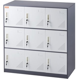 Taquilla de Metal para Empleados, Armario de Almacenamiento de 9 Puertas con Ranura para Tarjeta, Taquillas de Acero Gris para Empleados con Llaves, Capacidad de Carga de 66 lbs, Taquillas de Alma...