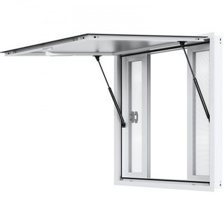 Ventana de Concesión 36"x36", Ventana de Servicio para Camiones de Comida de Aleación de Aluminio con 4 Ventanas Deslizantes Horizontales y Puerta de Toldos y Gancho de Arrastre, Ventana de Servic...