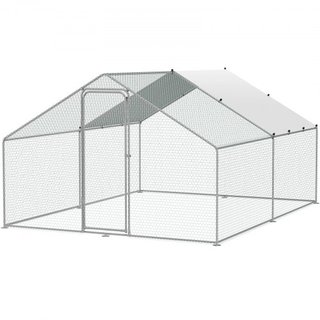 Gran Gallinero de Metal, 9.8x12.9x6.5 pies, Corrales para Pollos de Entrada para Jardín con Cubierta, Casa de Gallinas con Techo en Espira y Cerradura de Seguridad para Exterior y Jardín, Granja, ...