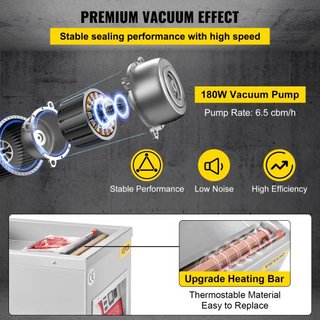 Sellador al vacío de cámara, 260W de potencia de sellado, máquina de envasado al vacío para alimentos húmedos, carnes, marinadas y más, tamaño compacto con 25.9 cm de longitud de sellado, aplicabl...
