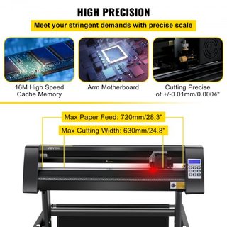 Cortadora de Vinilo, Plotter de Vinilo de 720 mm, Cortadora Plotter con Pantalla LED, Semi-Automática con Ojo Óptico Integrado para Guía Precisa, Compatible con el Software SignMaster para Sistema...