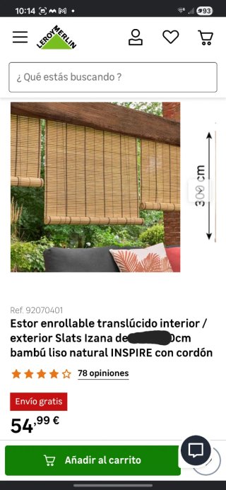 4 Estores enrollable bambú Leroy Merlin
