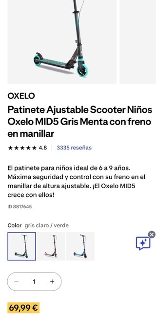 Patinete Oxelo MID5 Niños Ajustable