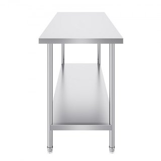 Mesa de Preparación de Acero Inoxidable, 24 x 72 x 34 Pulgadas, Mesa de Trabajo de Metal de Alta Resistencia con 3 Niveles de Altura Ajustables, Estación de Trabajo Comercial para Cocina, Garaje, ...
