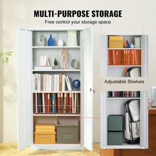Gabinete de Almacenamiento de Metal, Gabinete de Almacenamiento de Acero con 2 Puertas Magnéticas y 4 Estantes Ajustables, Gabinete de Metal de 71'' con Capacidad de 200 lbs por Estante con 3 Llav...