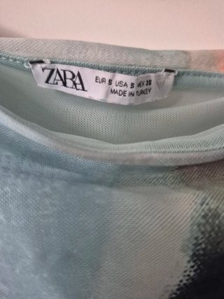 Falda larga drapeada azul y rosa