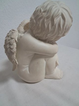 Figura Ángel Querubín Marmolita Blanco