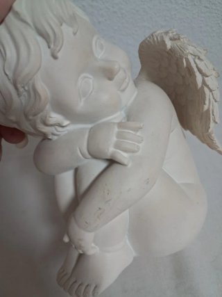 Figura Ángel Querubín Marmolita Blanco
