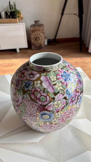 Jarro em Porcelana de Macau Millefleurs – Pintado