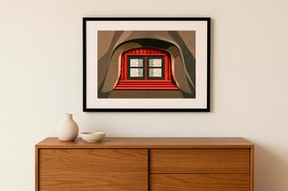 Lámina Decorativa Ventana con Techo de Paja