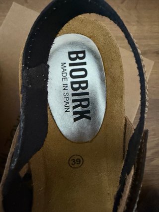 Sandalias BIOBIRK cuña piel beige/dorado T39